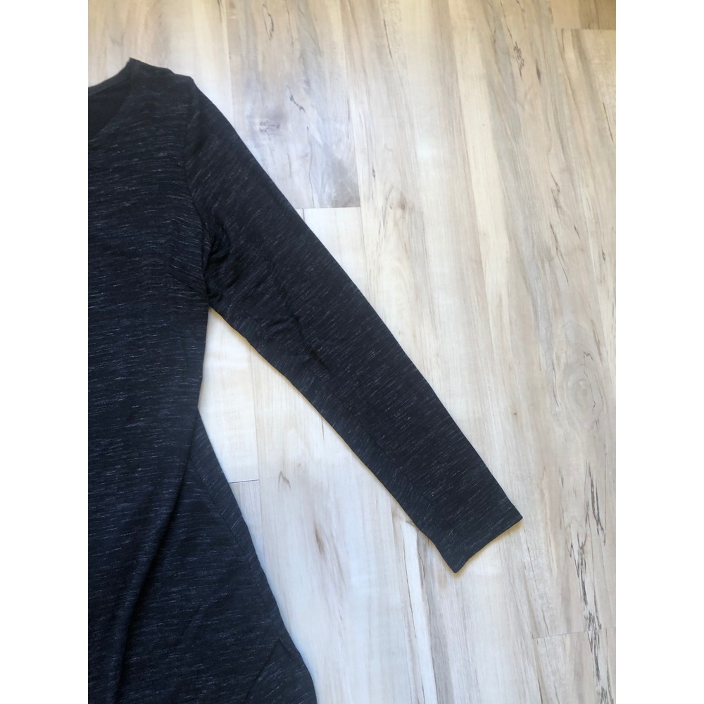 Forest Lily Charcoal Grey Space Dye Long Sleeve Tulip Hem Drape Midi Dress Large - Picture 6 of 13